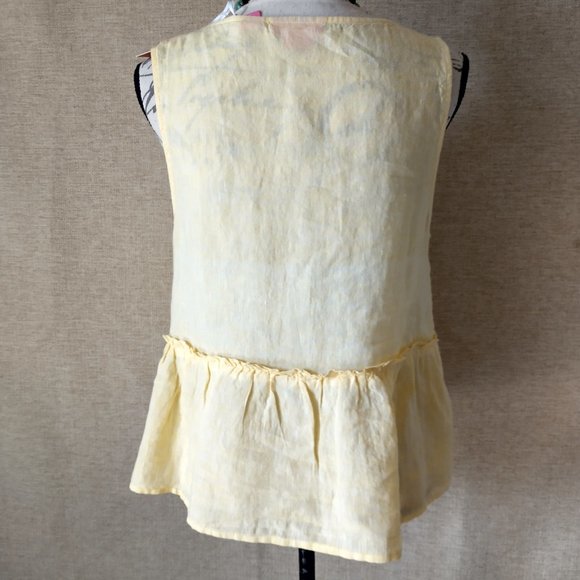 ISAAC MIZRAHI Linen Top Ruffle Sleeveless Button - Picture 3 of 8